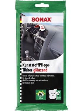Салфетки по уходу за пластмассой SONAX 415100, влажные 10 шт.