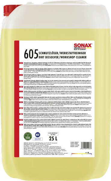 Автошампунь-растворитель грязи/ очиститель для мастерских SONAX 605, 25 л, (605705) - фото1 Автошампунь-растворитель грязи/ очиститель для мастерских SONAX 605, 25 л, (605705) - фото1