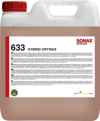 Гибридный осушающий воск SONAX 633 Hybrid DryWax , 10л.