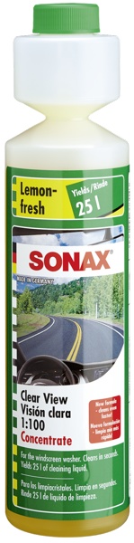 Концетрт 1:100 для омывания стекол, Лимон  SONAX 373141, Объем 250 мл. - фото1