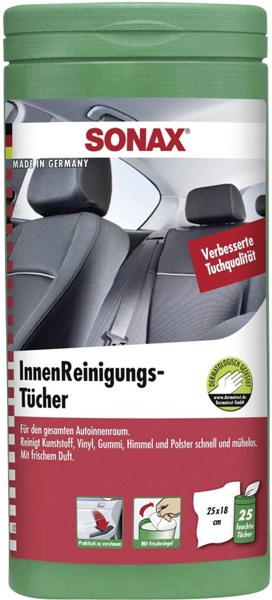 Салфетки для чистки всего салона SONAX 412200, влажные, 25 шт. - фото1 Салфетки для чистки всего салона SONAX 412200, влажные, 25 шт. - фото1