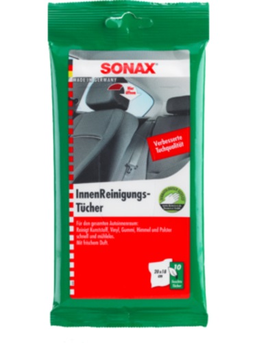 Салфетки для чистки всего салона SONAX 415900, влажные, 10 шт. - фото1 Салфетки для чистки всего салона SONAX 415900, влажные, 10 шт. - фото1